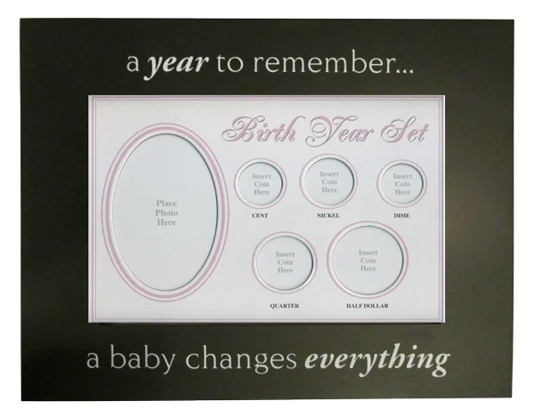 Birth Year Coin Set Frame - Baby Girl