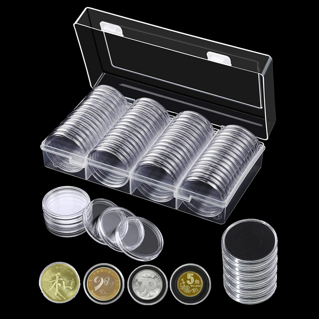 41 mm coin capsule kit with gaskets and storage box — representative supplier photograph
