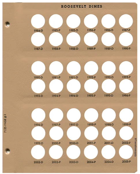 Roosevelt Dimes Replacement Page 3 1984-D-2005-P