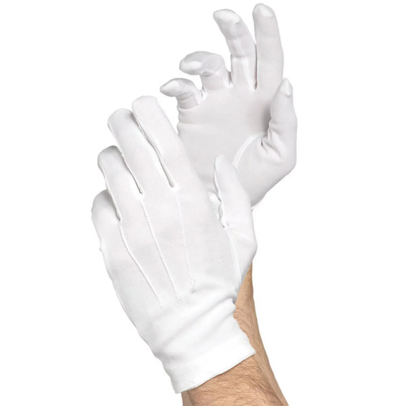 White inspection gloves — pair-count options — representative supplier photograph