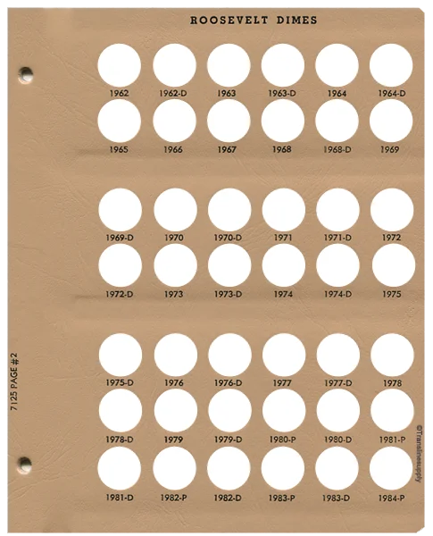 Roosevelt Dimes Replacement Page 2 1962-1984-P