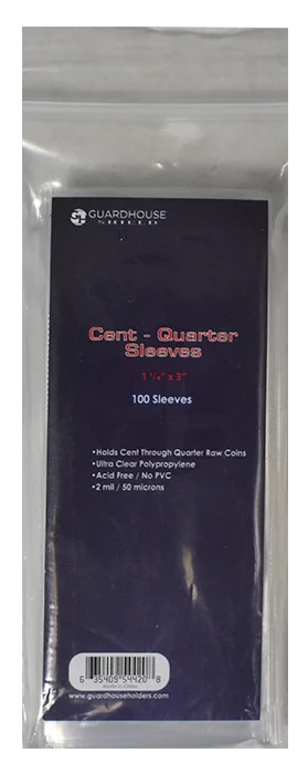 Cent through Quarter Protective Coin Sleeves