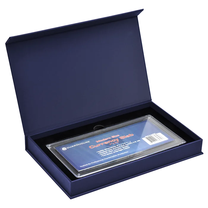 Magnetic Lid Display Box - Holds Guardhouse Currency Slab - Blue