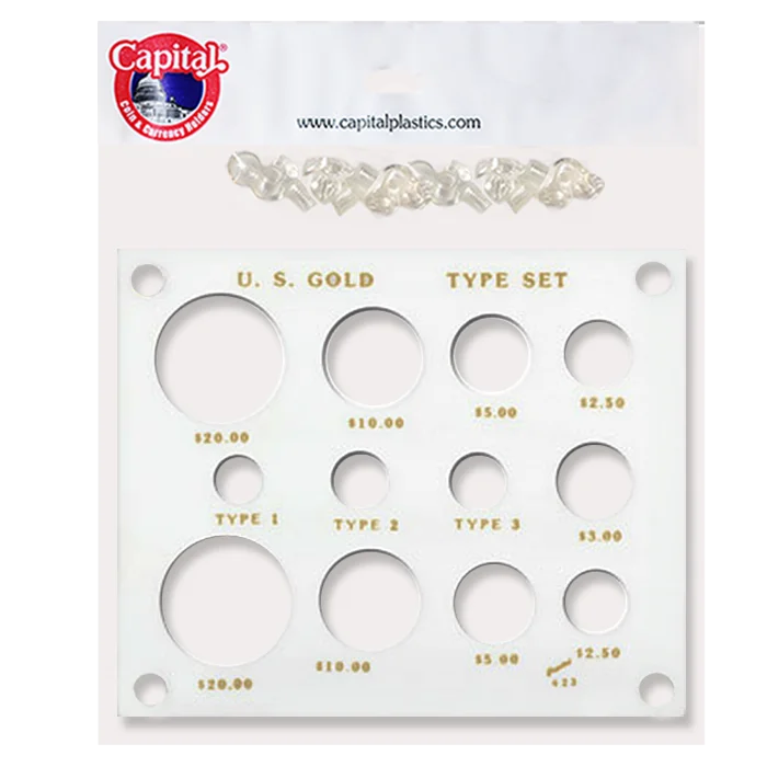 Gold Type Set Lib. 20, 10, 5, 3, 2.50, Type I,II,III