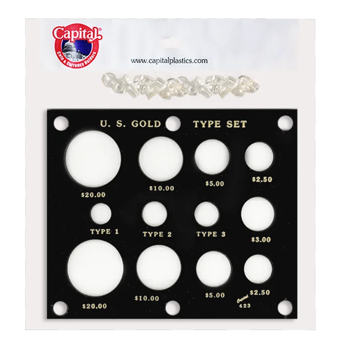 Gold Type Set Lib. 20, 10, 5, 3, 2.50, Type I,II,III