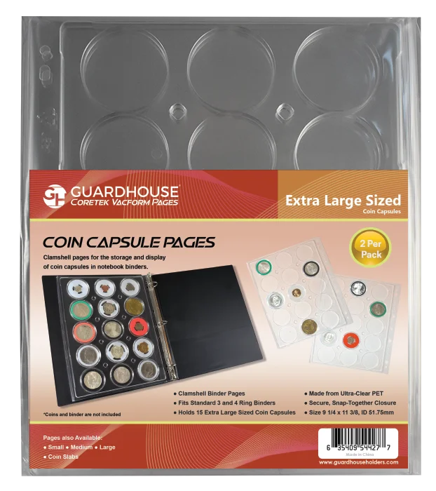 Coin Capsule Page - Extra Large (PET Vac Form)