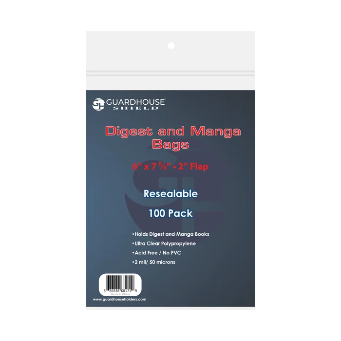 Shield Resealable Bag for Digest or Manga Books 6 x 7 5/8