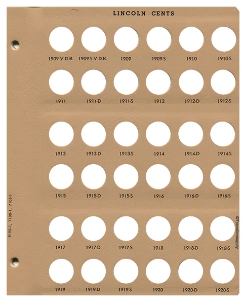 Lincoln Cent Replacement Page 1 1909-V.D.B - 1920 S