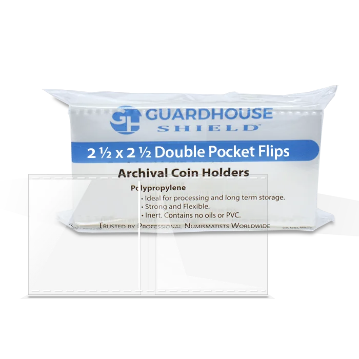 2.5x2.5 Shield Coin Flip - Polypropylene/50 Pack