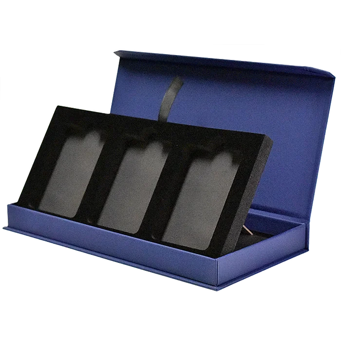 Magnetic Lid 3 Coin Slab Box With Easel - Black